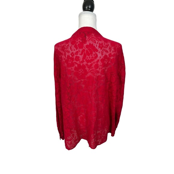 Style & Co Knit Top Blouse Plus Size 2X 3/4 Sleeves Mesh Pleated Red Work Top - Picture 6 of 10